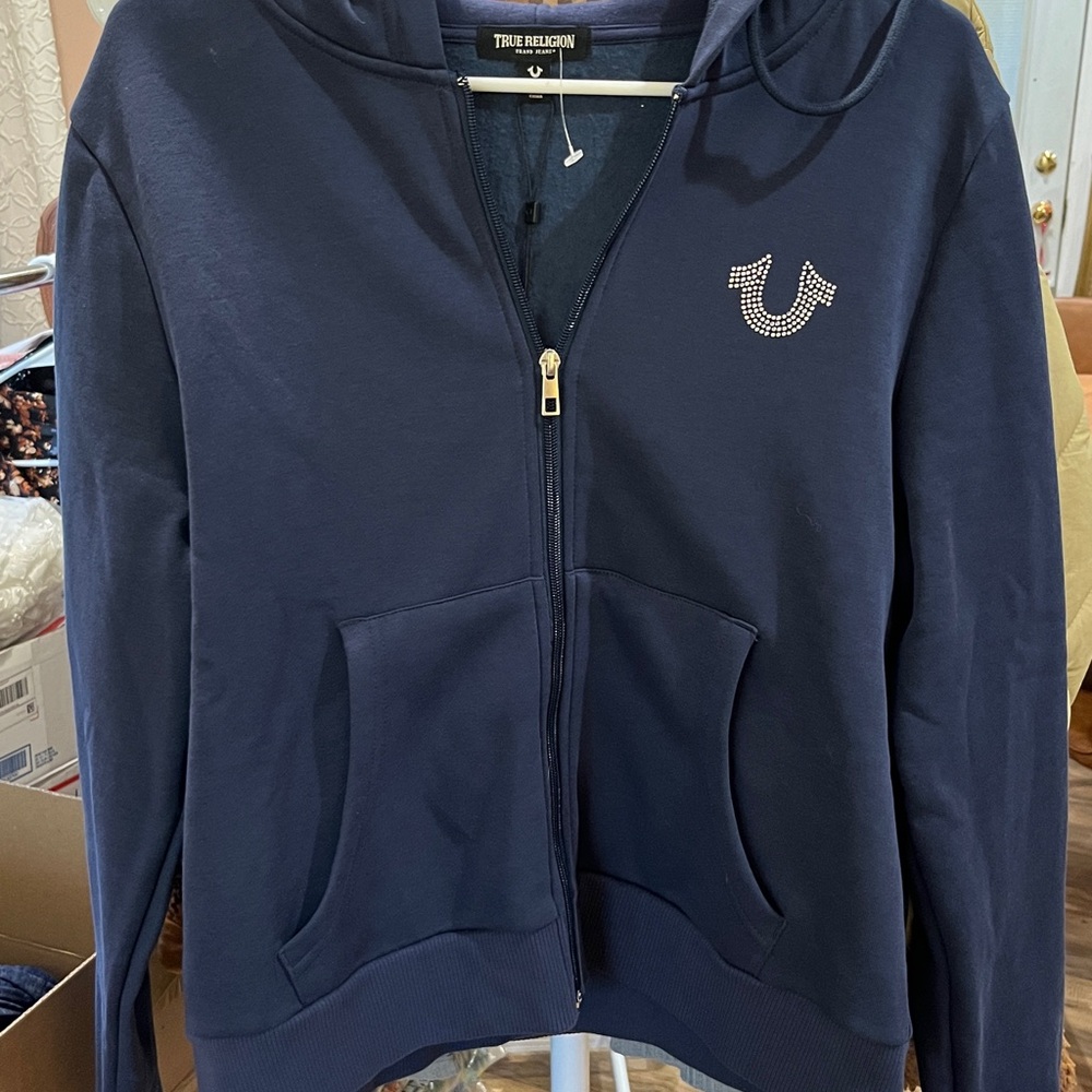 True Religion Dark Blue Zip-Up Hoodie
